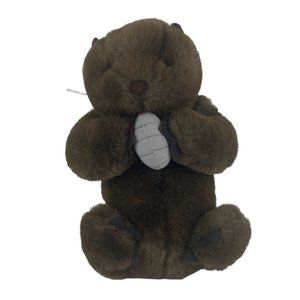 A&A Plush Brown Otter 17” Stuffed Animal Holding Clam Shell‎ Vintage 1992 RARE